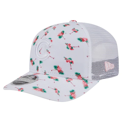 Casquette extensible à bouton-pression 9SEVENTY Flamingo blanche des Chicago Cubs de New Era pour homme