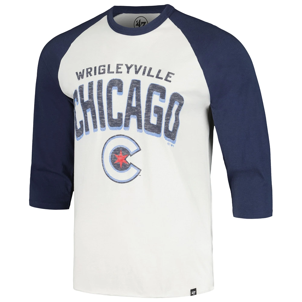 Men's '47 Cream Chicago Cubs City Connect Crescent Franklin Raglan 3/4-Sleeve T-Shirt
