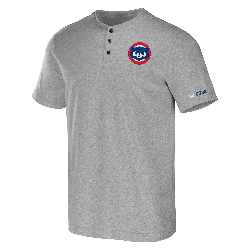 Men's Darius Rucker Collection by Fanatics Heather Gray Chicago Cubs Henley T-Shirt