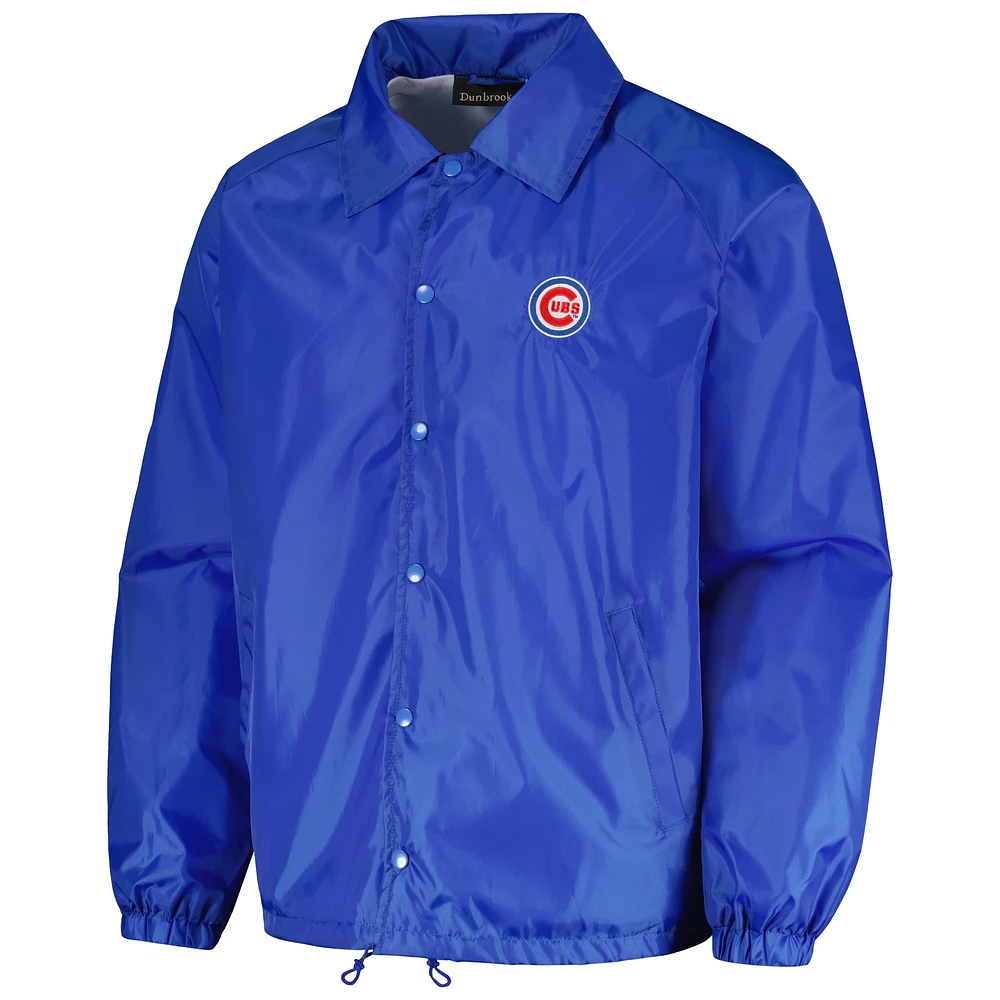 Men's Dunbrooke  Royal Chicago Cubs Coach's Raglan Full-Snap Windbreaker Jacket