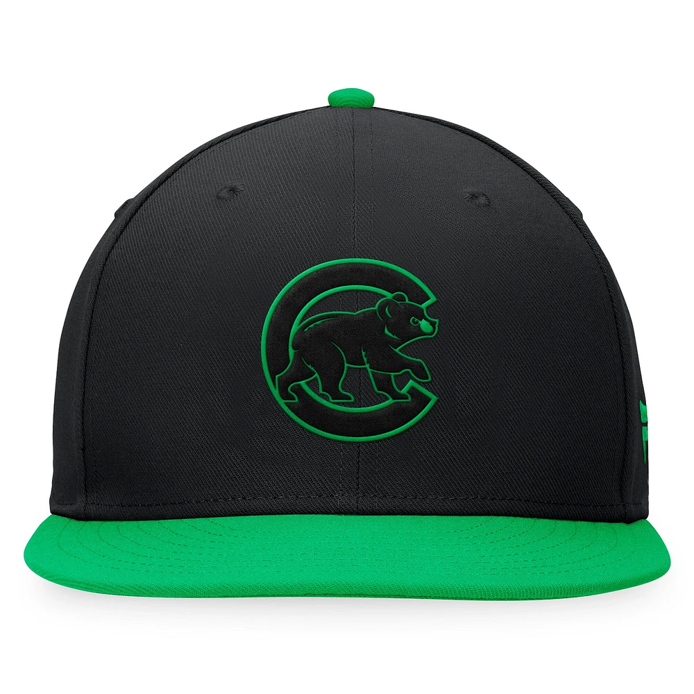 Men's Fanatics Black/Kelly Green Chicago Cubs Lucky Snapback Hat