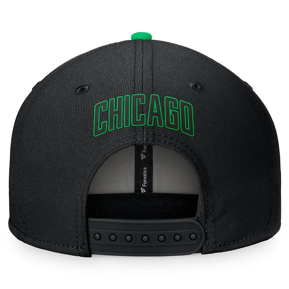 Men's Fanatics Black/Kelly Green Chicago Cubs Lucky Snapback Hat