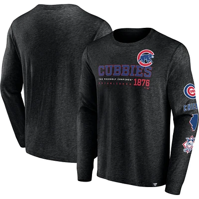 Pichet High Whip Fanatics noir des Chicago Cubs pour hommes - T-shirt à manches longues