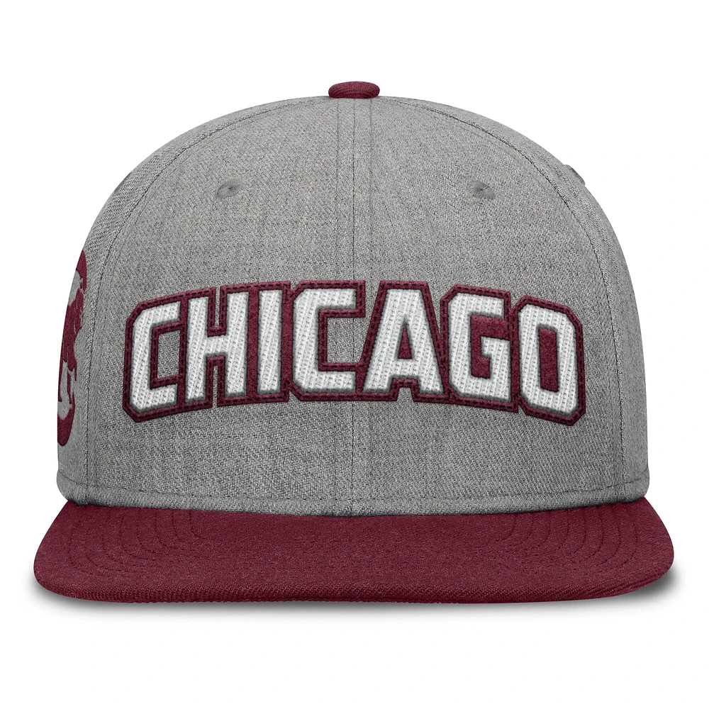 Casquette Snapback en feutre à point de chaînette Fanatics gris/marron pour homme des Chicago Cubs Elements