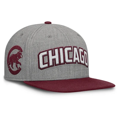 Casquette Snapback en feutre à point de chaînette Fanatics gris/marron pour homme des Chicago Cubs Elements