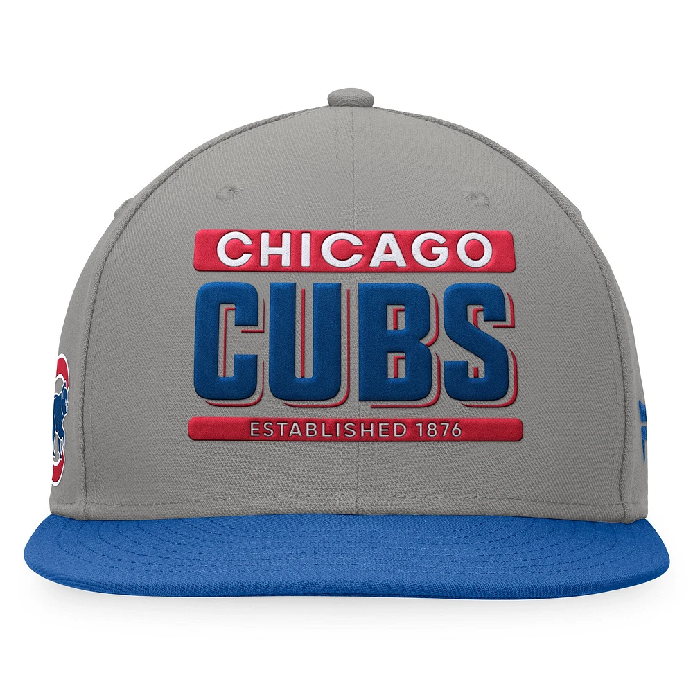 Men's Fanatics Gray/Royal Chicago Cubs Line Drive Two-Tone Snapback Hat