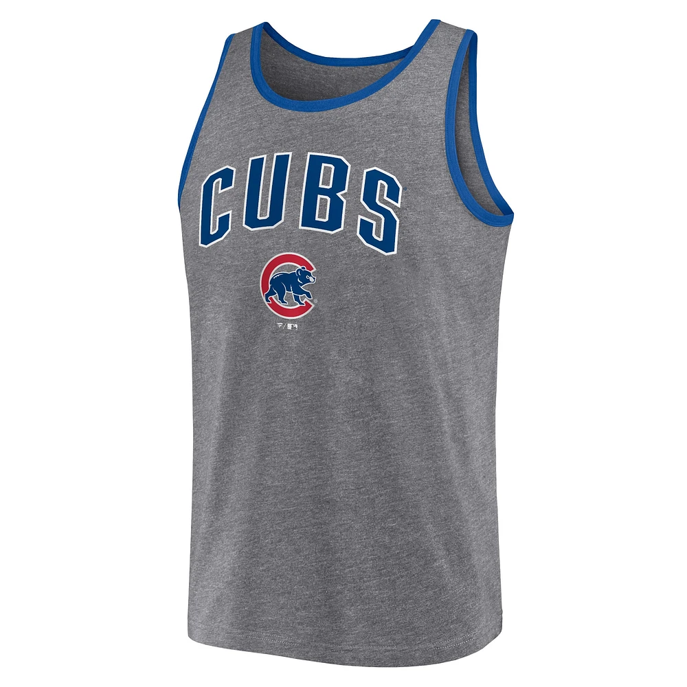 Men's Fanatics  Heather Gray Chicago Cubs Primary Tank Top