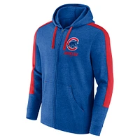 Men's Fanatics Heather Royal Chicago Cubs Gains Fleece Full-Zip Hoodie
