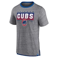 T-shirt à sonnerie mouchetée Iconic Team Element des Chicago Cubs Fanatics pour hommes, gris chiné