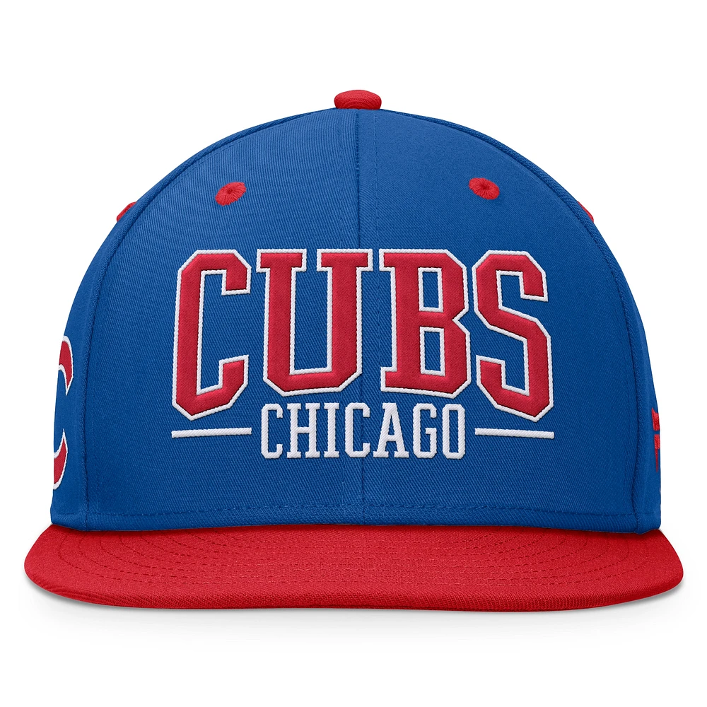 Men's Fanatics Royal/Red Chicago Cubs Fundamental Bold Snapback Hat