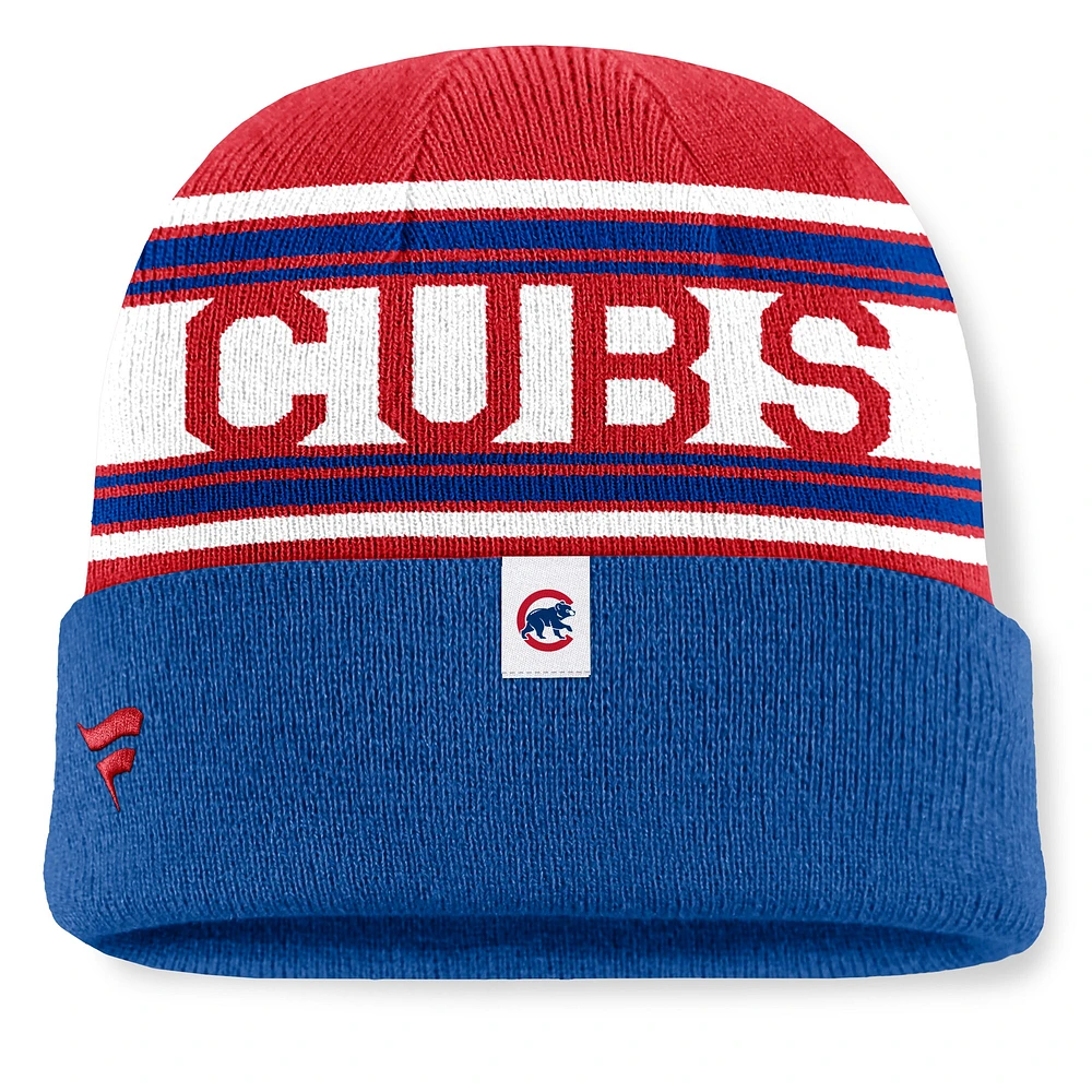 Bonnet en tricot à revers Fanatics Royal Chicago Cubs Fundamental Team Stripe pour homme