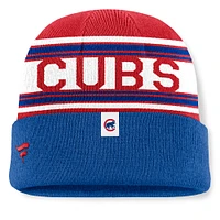 Bonnet en tricot à revers Fanatics Royal Chicago Cubs Fundamental Team Stripe pour homme