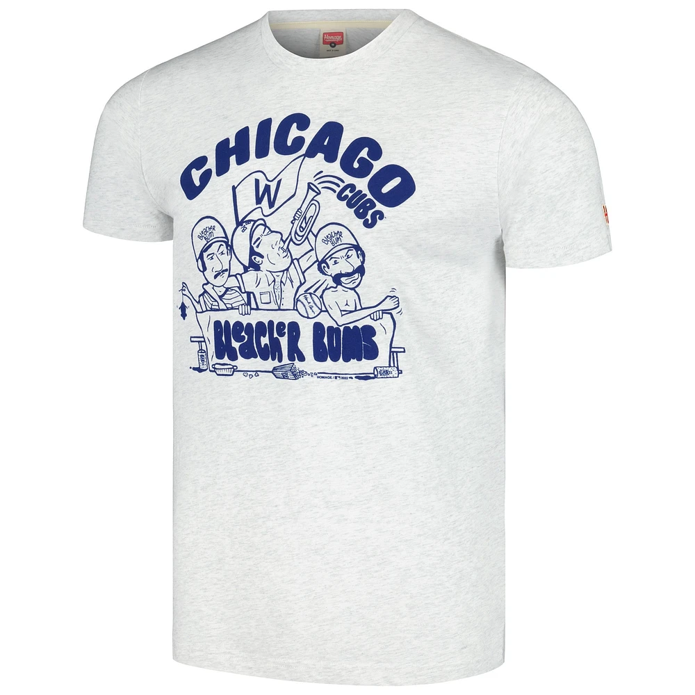Men's Homage  Ash Chicago Cubs Bleacher Bums Hyper Local Tri-Blend T-Shirt