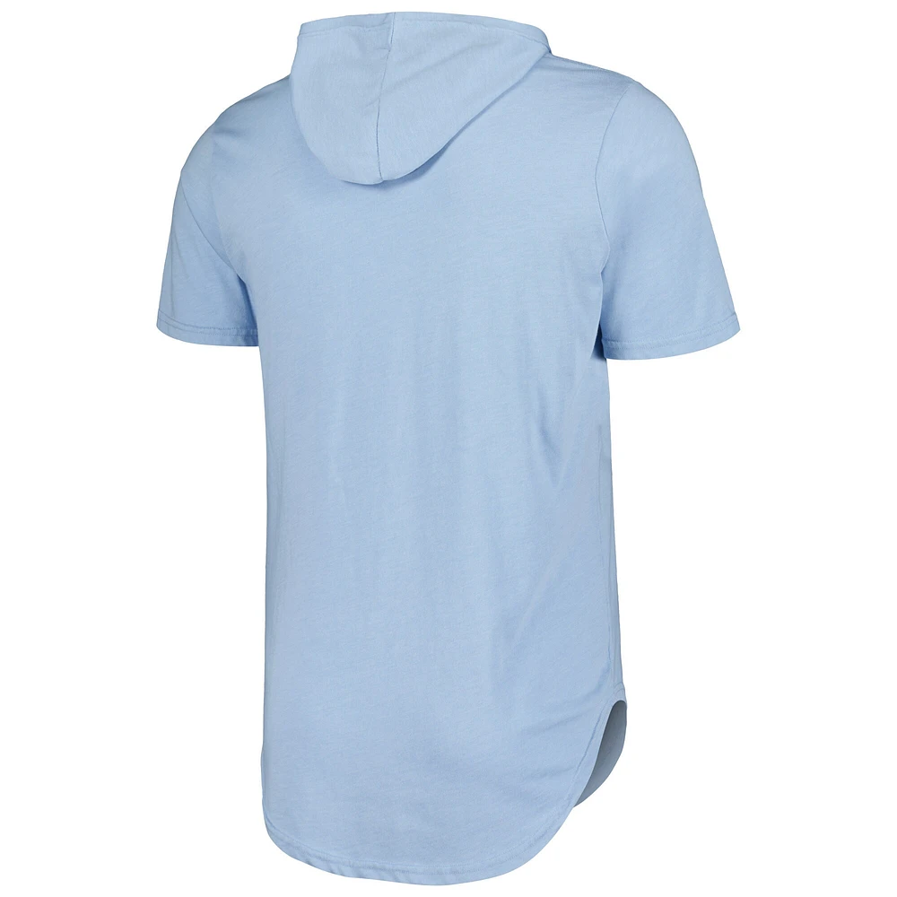 Men's Majestic Threads Light Blue Chicago Cubs Tri-Blend Hoodie T-Shirt