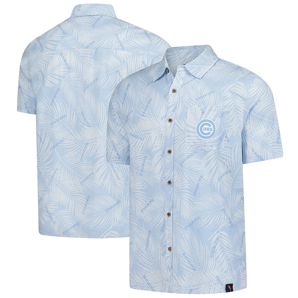 Chemise boutonnée en lin bleu Margaritaville pour homme, motif Chicago Cubs