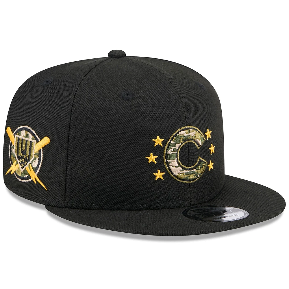 Men's New Era Black Chicago Cubs 2024 Armed Forces Day 9FIFTY Snapback Hat