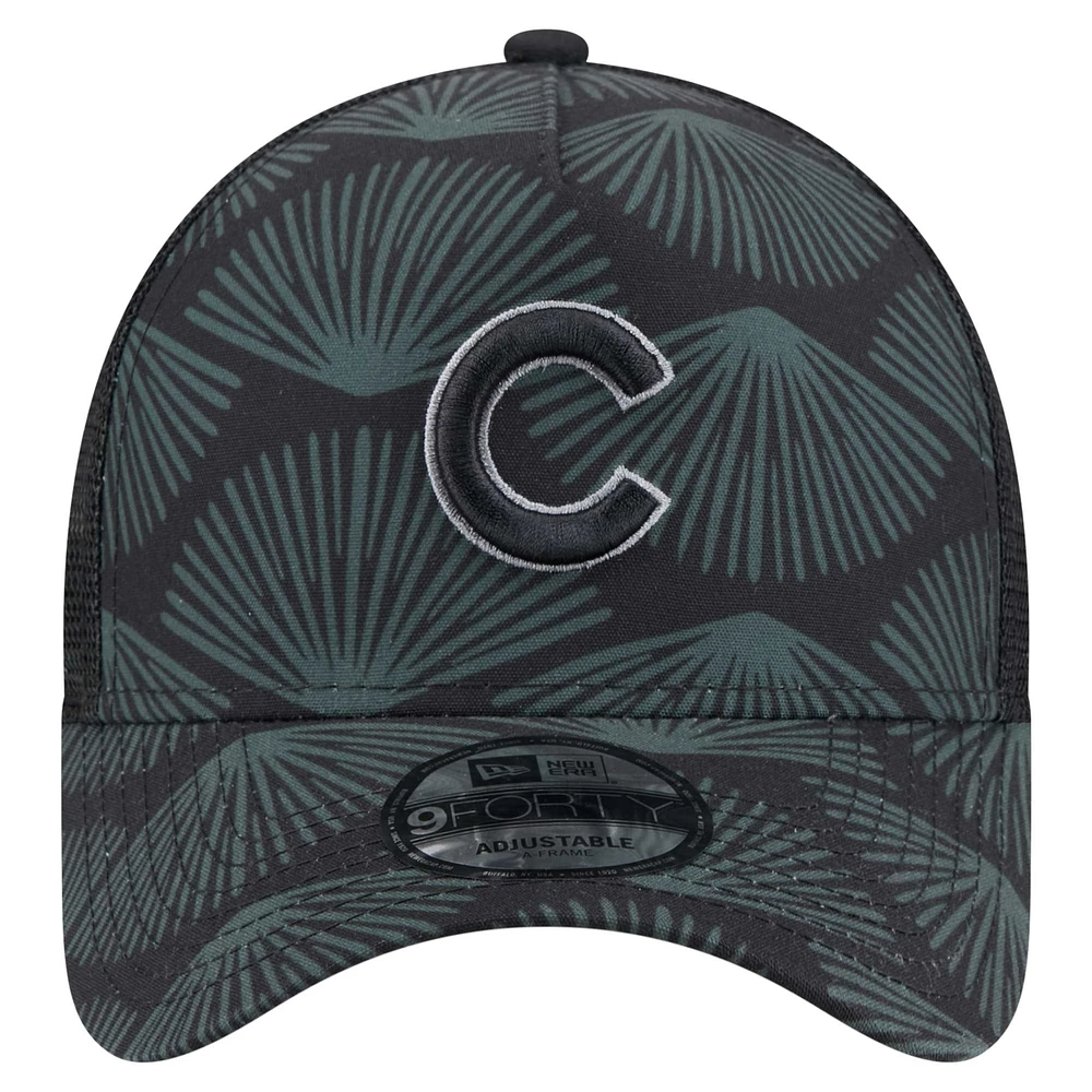Men's New Era  Black Chicago Cubs 9FORTY A-Frame Trucker Adjustable Hat