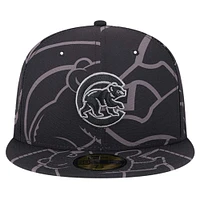 Men's New Era Black Chicago Cubs Logo Fracture 59FIFTY Fitted Hat