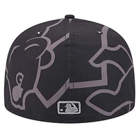 Men's New Era Black Chicago Cubs Logo Fracture 59FIFTY Fitted Hat