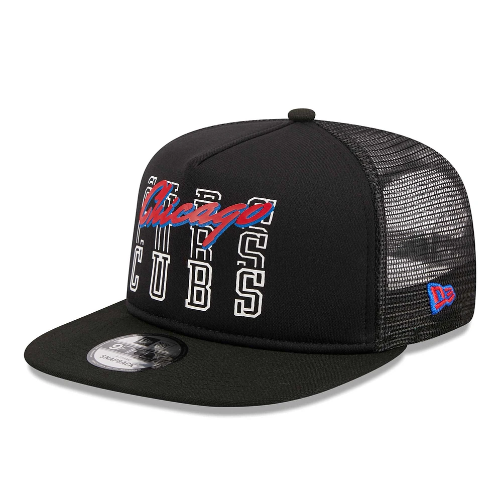 Men's New Era Black Chicago Cubs  Street Team A-Frame Trucker 9FIFTY Snapback Hat