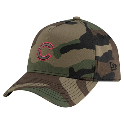Casquette ajustable à motif camouflage Chicago Cubs Woodland Team Pop 9FORTY A-Frame pour homme de New Era