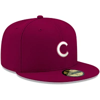 Men's New Era Cardinal Chicago Cubs White Logo 59FIFTY Fitted Hat