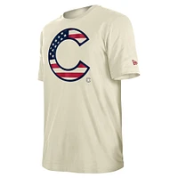 Men's New Era Cream Chicago Cubs Americana Flag Fill T-Shirt