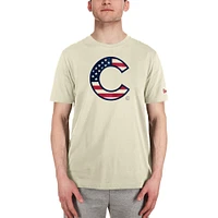 Men's New Era Cream Chicago Cubs Americana Flag Fill T-Shirt