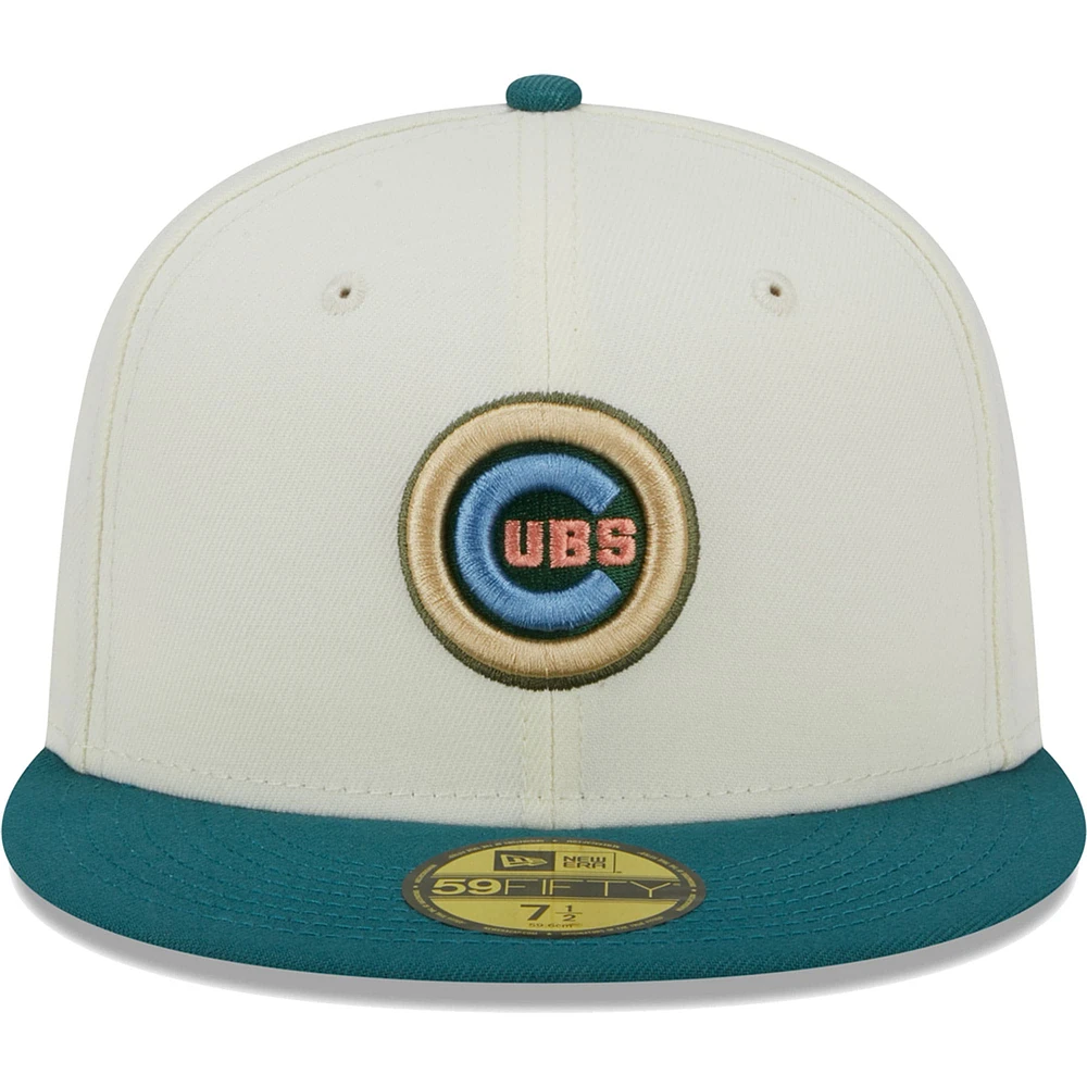 Men's New Era Cream Chicago Cubs Chrome 59FIFTY Fitted Hat