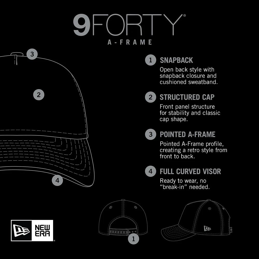 Casquette réglable rustique 9FORTY à cadre en A pour hommes, or/noir, Chicago Cubs New Era