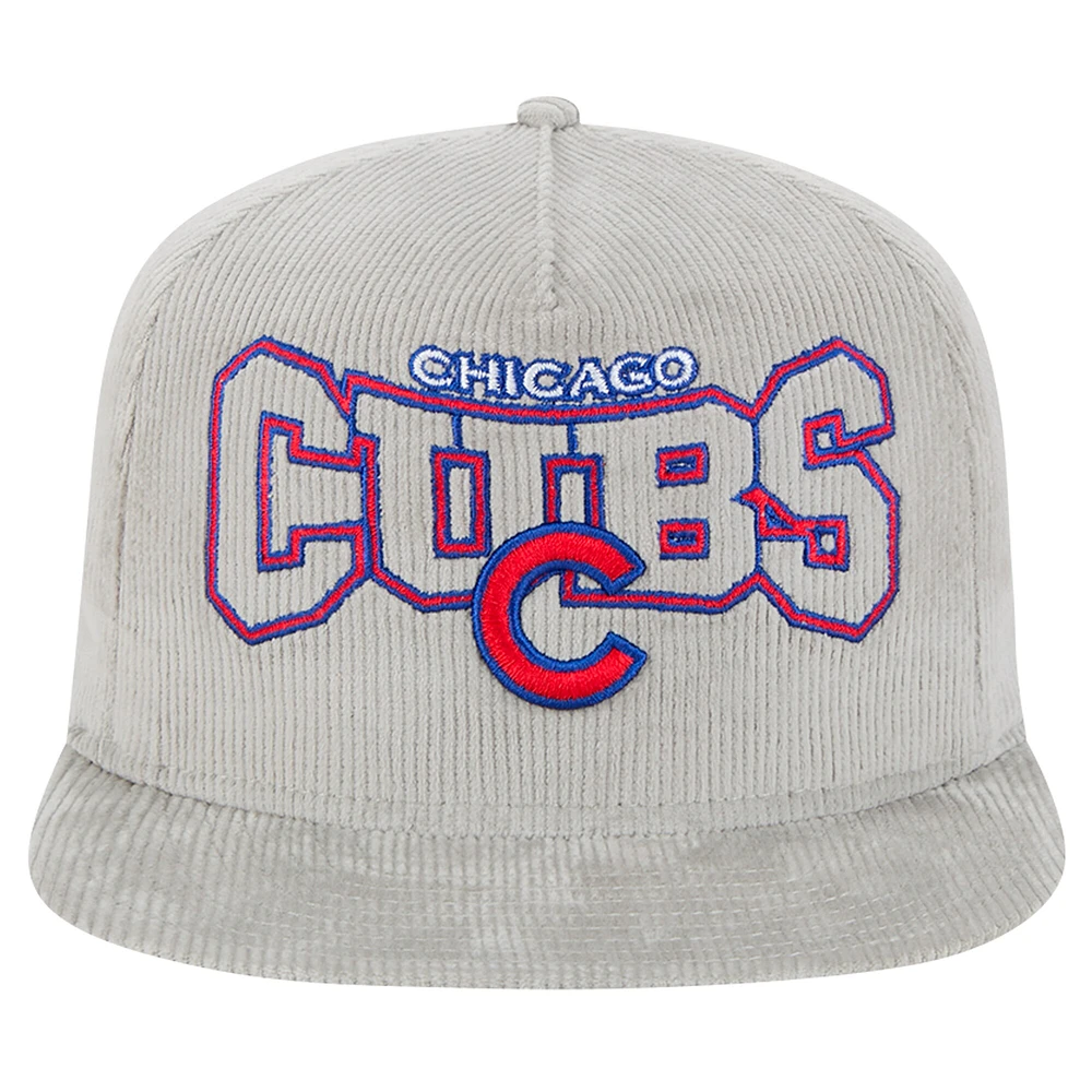 Men's New Era Gray Chicago Cubs Corduroy Golfer Snapback Hat