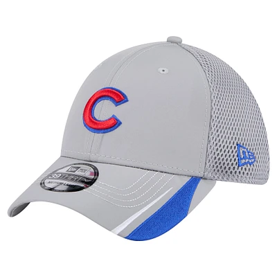 Casquette Flex-Fit Linear 39THIRTY des Chicago Cubs de New Era pour homme, grise
