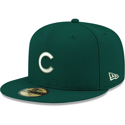 Casquette ajustée 59FIFTY pour homme des Chicago Cubs New Era verte avec logo blanc