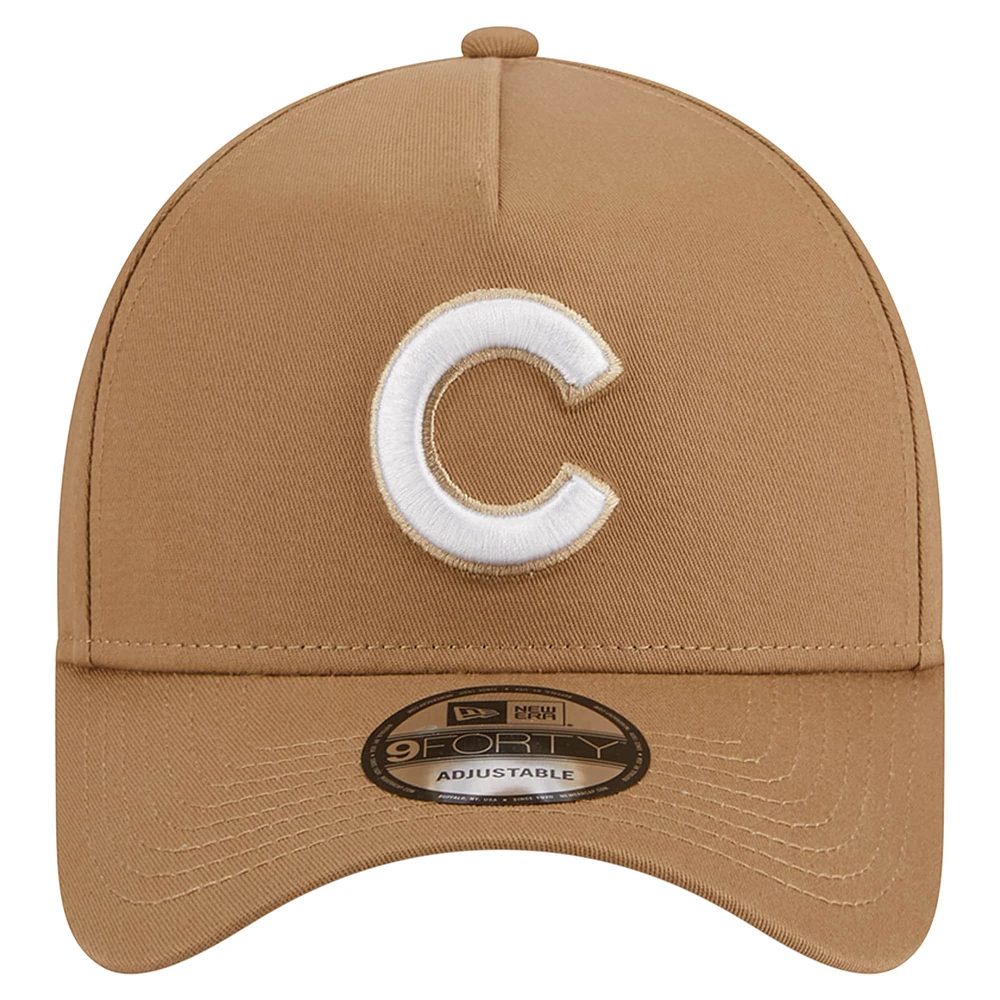 Men's New Era Khaki Chicago Cubs A-Frame 9FORTY Adjustable Hat