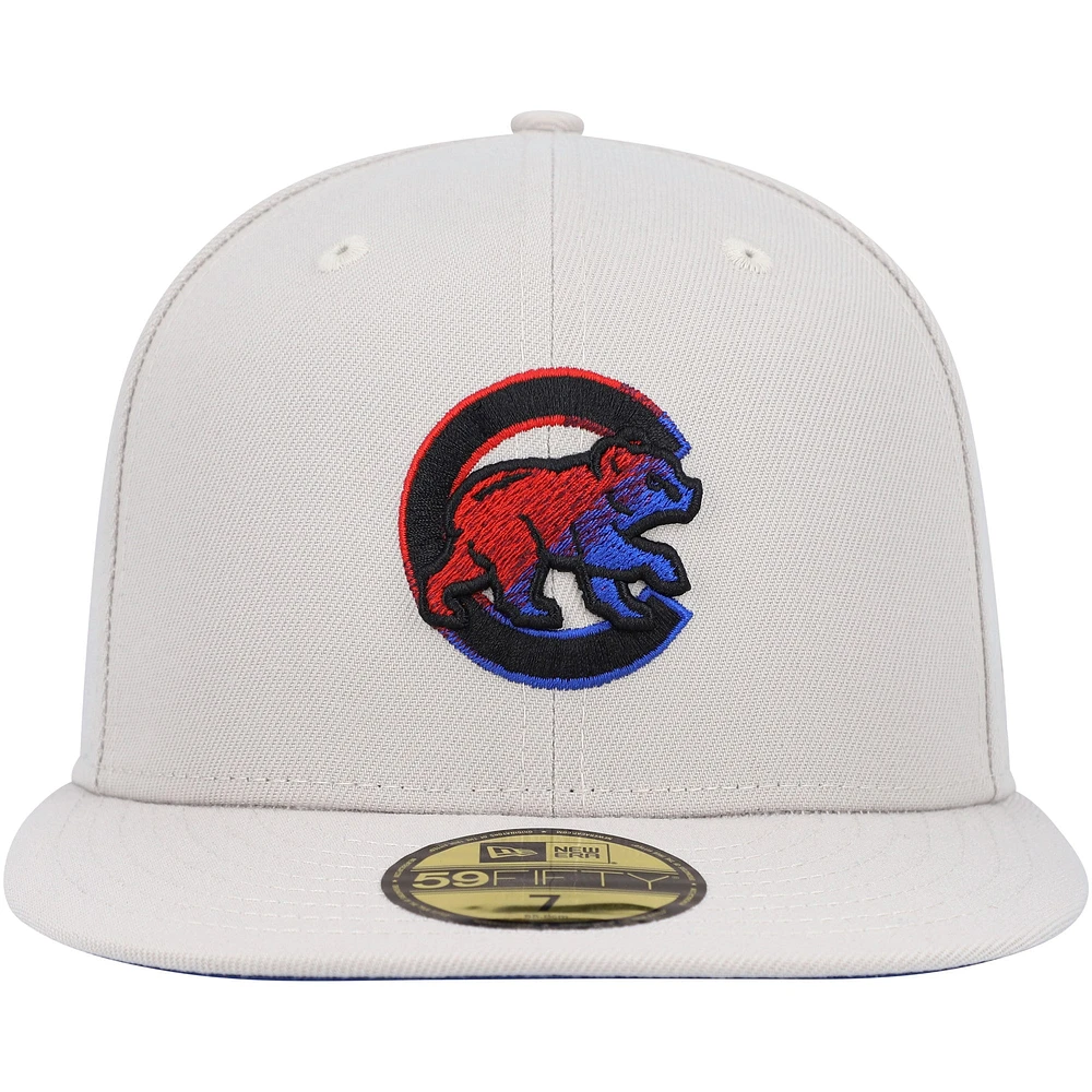Men's New Era Khaki Chicago Cubs Stone Dim Undervisor 59FIFTY Fitted Hat