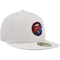 Men's New Era Khaki Chicago Cubs Stone Dim Undervisor 59FIFTY Fitted Hat