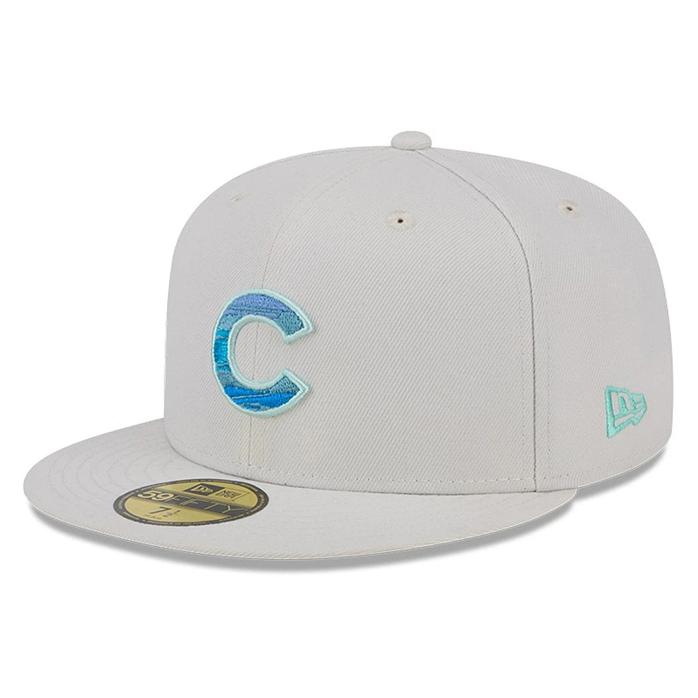 Men's New Era Khaki Chicago Cubs Stone Mist 59FIFTY Fitted Hat