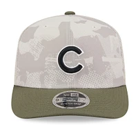 Men's New Era Light Beige/Olive Chicago Cubs 2025 Armed Forces Day 9SEVENTY Stretch-Snap Hat