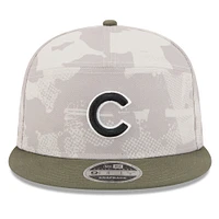 Men's New Era Light Beige/Olive Chicago Cubs 2025 Armed Forces Day Split Panel 9FIFTY Snapback Hat