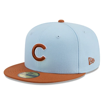 Men's New Era Light Blue/Brown Chicago Cubs Spring Color Basic Two-Tone 59FIFTY Fitted Hat
