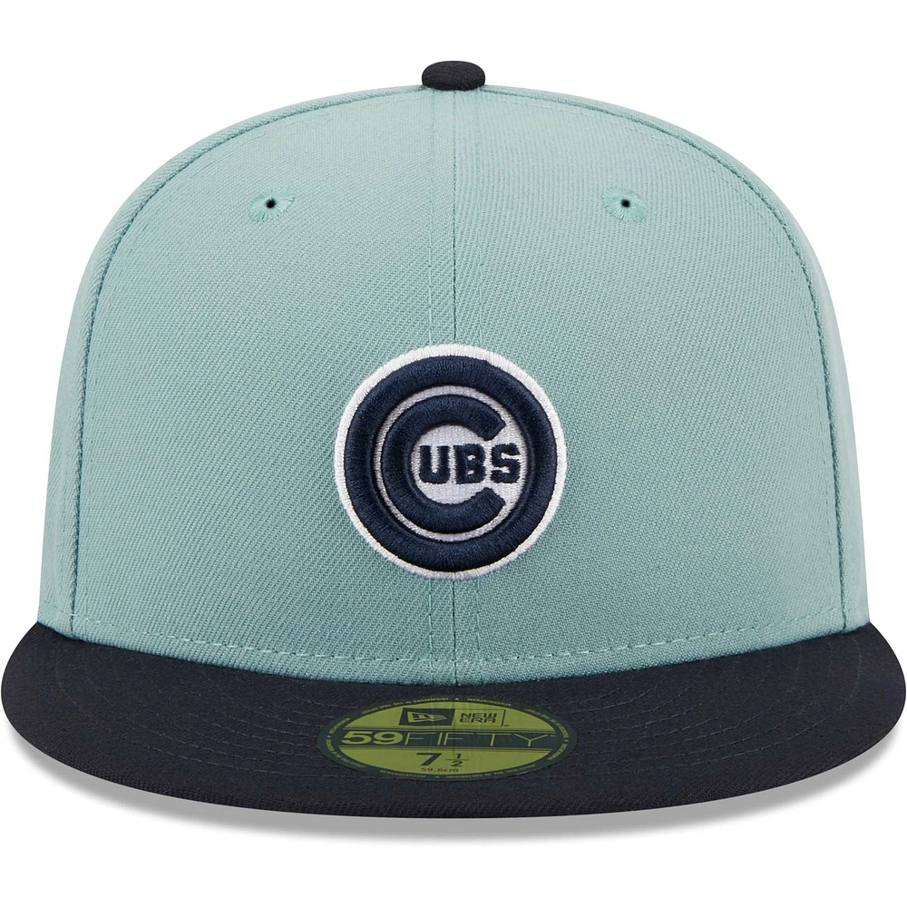 Casquette ajustée 59FIFTY Chicago Cubs Beach Kiss New Era pour homme, bleu clair/bleu marine