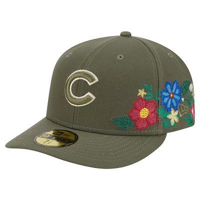 Casquette ajustée 59FIFTY Chicago Cubs olive New Era pour homme