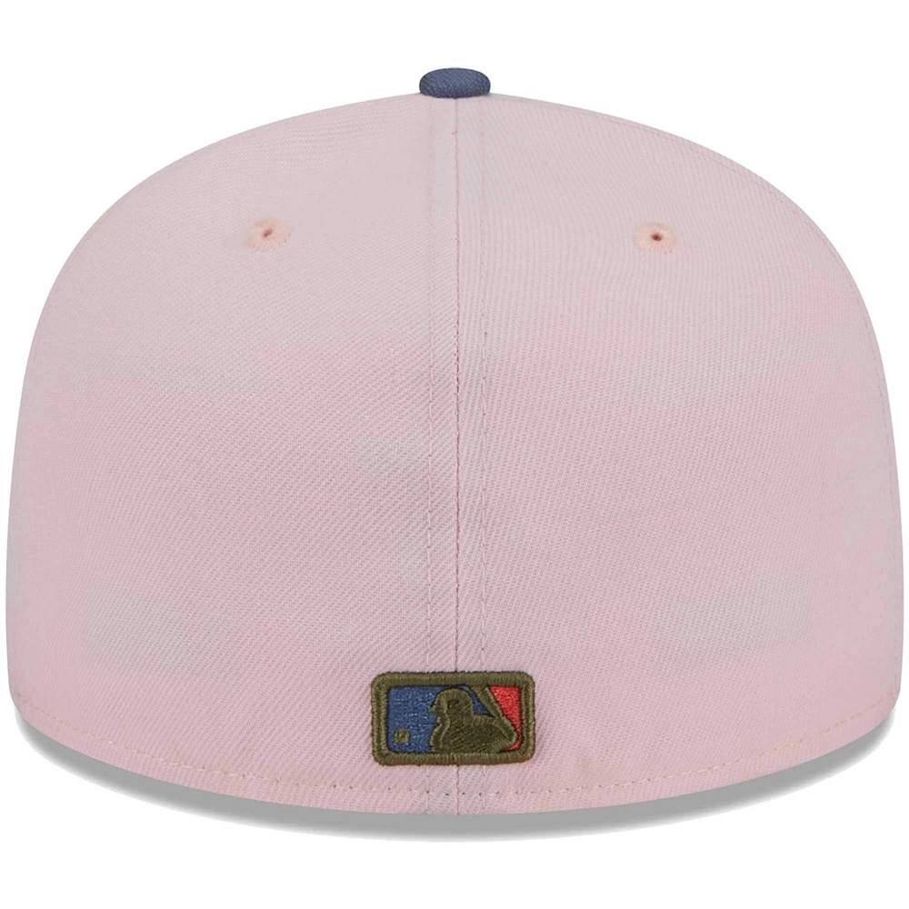Men's New Era Pink/Blue Chicago Cubs  Olive Undervisor 59FIFTY Fitted Hat