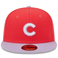Casquette ajustée 59FIFTY Spring Color Two-Tone pour homme des Chicago Cubs New Era, rouge/lavande