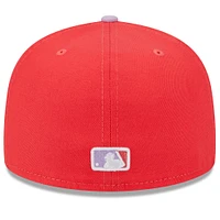 Casquette ajustée 59FIFTY Spring Color Two-Tone pour homme des Chicago Cubs New Era, rouge/lavande