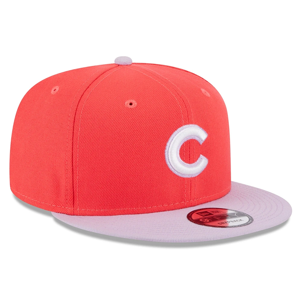 Casquette Snapback 9FIFTY Spring Basic Two-Tone pour homme Chicago Cubs New Era rouge/violet
