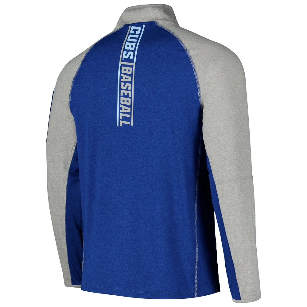 Men's New Era Royal Chicago Cubs Father's Day Raglan Quarter-Zip Top
