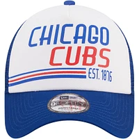 Men's New Era Royal Chicago Cubs Stacked 9FORTY Trucker Adjustable Hat