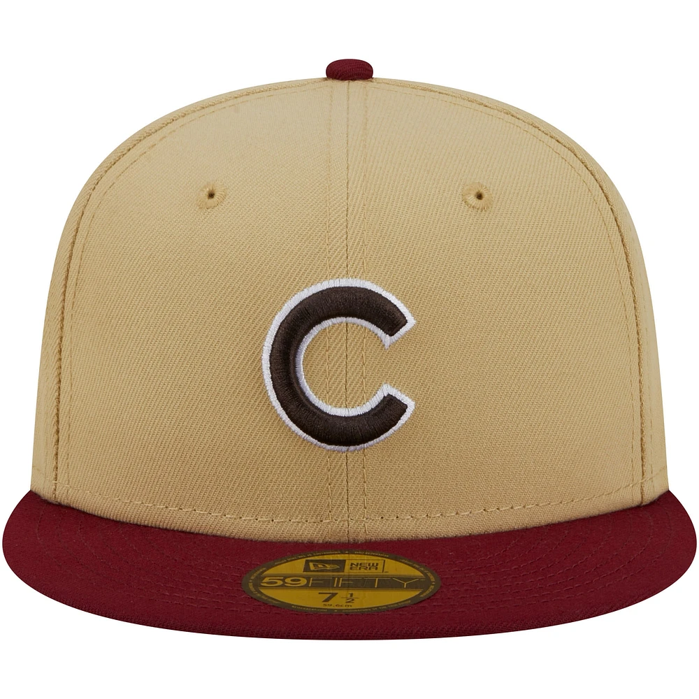 Casquette ajustée 59FIFTY bicolore Vegas Gold/Cardinal Chicago Cubs New Era pour hommes