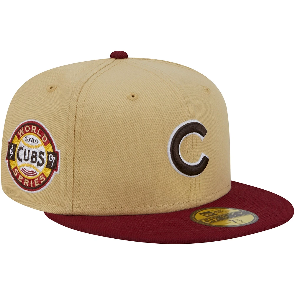 Casquette ajustée 59FIFTY bicolore Vegas Gold/Cardinal Chicago Cubs New Era pour hommes